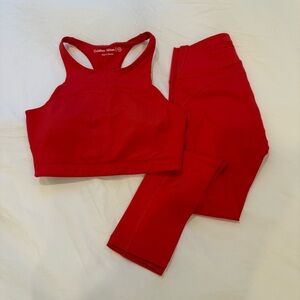Outdoor Voices Red Sports Bra & Leggings Set